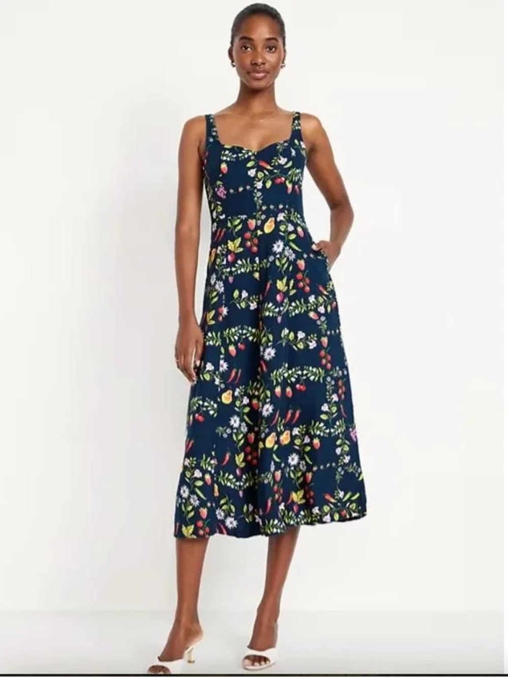 Old Navy Fit & Flare sleeveless linen blend midi length - Mixed Fruit